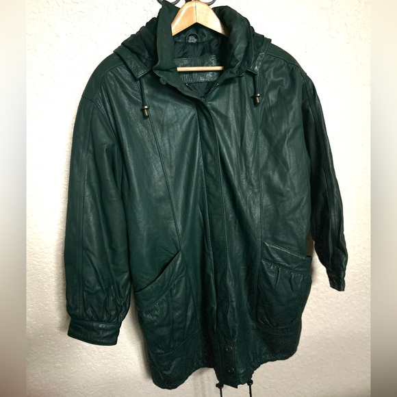 Jackets & Blazers - Genuine Leather Green Quilted Jacket